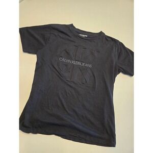 Calvin Klein Jeans T-Shirt Embossed‎ Logo Short Sleeve Top Kids Size L 14/16